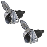 X2 Heavy-Duty 7-Pin Round Trailer Socket Die-Cast Zinc Protective Boot & Locking Tab